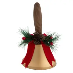 DEAR SANTA - Campana de Navidad Santa en Madera Vintage Dorado 10cm