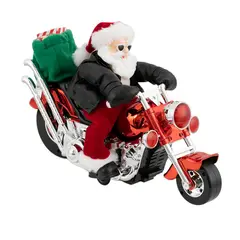 DEAR SANTA - Muñeco Navideño Papá Noel Animado en Moto Rojo 15cm a Batería 4.5 V