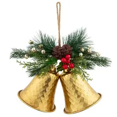 DEAR SANTA - Campanas de Navidad en Metal Dorado con Decoración 20cm