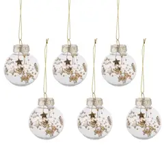 DEAR SANTA - Set de 6 Bolas de Navidad Multicolor en Polietileno 6cm Brillos Dorado