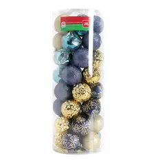 DEAR SANTA - Set de 40 Bolas de Navidad 6cm en Poliestireno Dorado Azul