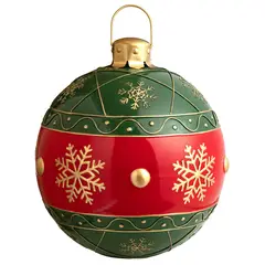 undefined - Bola de Navidad Metal Rojo Verde y Dorado