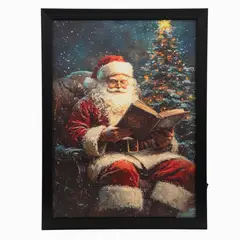 undefined - Cuadro de Navidad Santa Lee con Led 30x40cm