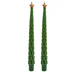 DEAR SANTA - Set de 2 Velas de Navidad en Parafina Árbol Largo 25cm Verde