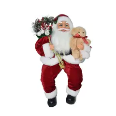 undefined - Santa Sentado Rojo Mano Oso de Navidad 40cm