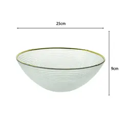 JUST HOME COLLECTION - Bowl Vidrio Ring Dorado/Transparente 25cm