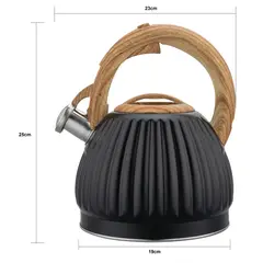 JUST HOME COLLECTION - Tetera Líneas 3.0 Litros 25.7cm en Acero Inoxidable Negro/Verde Surtido