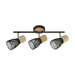 JUST HOME COLLECTION - Barra Boston 3 Luces E27 Negro/Madera