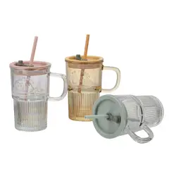 JUST HOME COLLECTION - Mug Vidrio con Pajita 400ml Colores