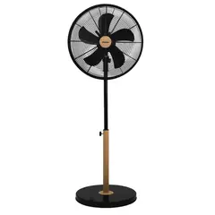 WURDEN - Ventilador de Pedestal 16" 5 Aspas Metálicas 50 Watts Acabado de Madera