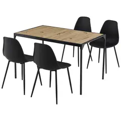 JUST HOME COLLECTION - Juego de Comedor Aramissa 4 Puestos Café/Negro