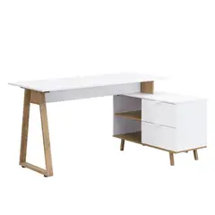 JUST HOME COLLECTION - Escritorio Melton 138x76x60 cm Blanco/Café