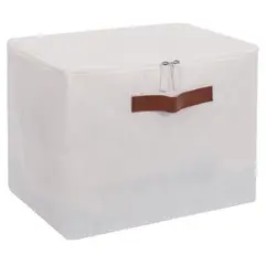JUST HOME COLLECTION - Caja Organizadora Tela Asa en Cuero con Cierre 37x26x26 cm
