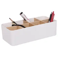 JUST HOME COLLECTION - Organizador Plástico con Separadores en Madera 8 Divisiones Multiusos Blanco