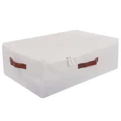 JUST HOME COLLECTION - Caja Organizadora Tela Asa en Cuero con Cierre 59x39x18 Cm