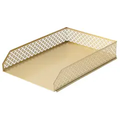 JUST HOME COLLECTION - Bandeja Metálica Dorada Porta Documentos