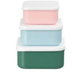 JUST HOME COLLECTION - Set de 3 Contenedores de Alimentos con Tapa Plásticos Multicolor 230ml, 380ml y 580ml