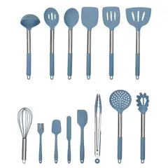 JUST HOME COLLECTION - Set de Utensilios Azul x 15 Piezas Acero Inoxidable
