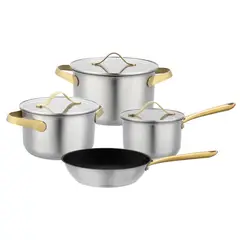JUST HOME COLLECTION - Juego de Ollas Batería de Cocina Acero Inoxidable Antiadherente 7 Piezas Lucca Apto para Inducción