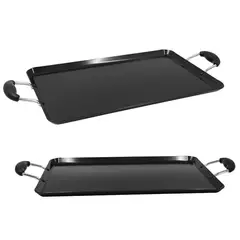 JUST HOME COLLECTION - Plancha en Aluminio Antiadherente 48x29cm Libre de PFOA Negro con Manijas