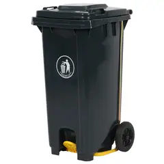 KLEINE WOLKE - Contenedor Plástico Pedal con Ruedas 120 Litros Negro