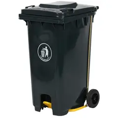 KLEINE WOLKE - Contenedor Plástico Pedal con Ruedas 240 Litros Negro
