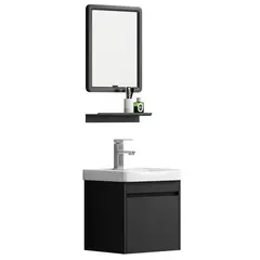 SENSI DACQUA - Combo Raymond Mueble de Baño Con Lavamanos Espejo Repisa Negro