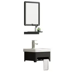 SENSI DACQUA - Combo Hubby Mueble de Baño Con Lavamanos Espejo Y Repisa Negro