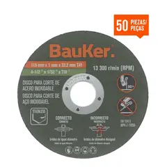 BAUKER - Disco Abrasivo Corte Metal 4-1/2Pgx1Mm