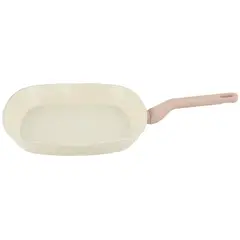 JUST HOME COLLECTION - Sartén Parrilla en Aluminio Antiadherente 28cm Beige Libre de PFOA Apto para Inducción