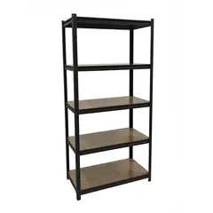 FIXSER - Estantería Metal Madera 5 Niveles 46x90x183cm Negro