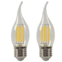 DAIRU - Set de 2 Bombillo Vela LED Filamento Tail 3.5w E27 Luz Cálida