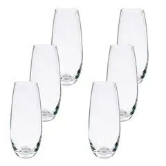 JUST HOME COLLECTION - Juego de Vasos Tulipan 6 Piezas en Vidrio 330ml 16cm Transparente