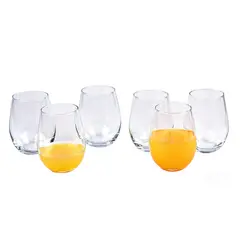 JUST HOME COLLECTION - Juego de Vasos Luna 6 Piezas en Vidrio 470ml 11.6cm Transparente