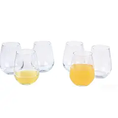 JUST HOME COLLECTION - Juego de Vasos Luna 6 Piezas en Vidrio 580ml 12.3cm Transparente