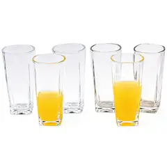 JUST HOME COLLECTION - Juego de Vasos 6 Piezas en Vidrio Cubik 240ml 13.5cm Transparente