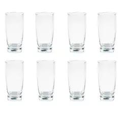 JUST HOME COLLECTION - Juego de Vasos 8 Piezas en Vidrio Ancla 330ml 14cm Transparente