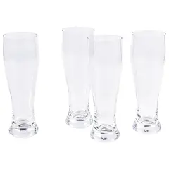 JUST HOME COLLECTION - Set de 4 Vasos Cerveceros en Vidrio 680ml 23cm Transparente
