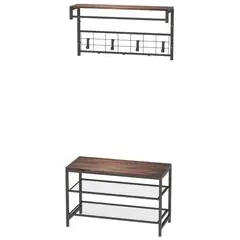 JUST HOME COLLECTION - Juego 2 Piezas Repisa + Zapatero en Metal Madera