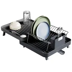 JUST HOME COLLECTION - Escurridor de Platos Polipropileno Giratorio Gris 32x20.5x11.6 cm