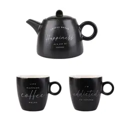 JUST HOME COLLECTION - Set de Tetera 600ml + 2 Mugs en Porcelana 270ml Multicolor