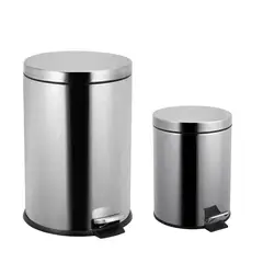 JUST HOME COLLECTION - Set de Papelero 20 Litros + 5 Litros con Pedal Inoxidable