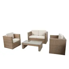 JUST HOME COLLECTION - Juego Living Ratan Hanoi 4 Piezas Café / Beige