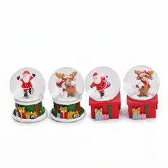 DEAR SANTA - Globo de Agua Figuras Navideñas en Poliresina Verde/Rojo/Blanco 4.5cm