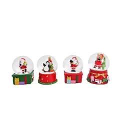 DEAR SANTA - Globo de Agua Figura Navidad en Poliresina Verde/Rojo 6.5cm