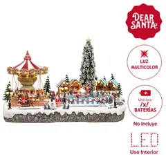 DEAR SANTA - Villa Animada Led Integrado 43cm 110 V Eléctrica
