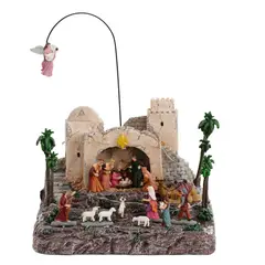 DEAR SANTA - Villa Pesebre Animada Iluminada Led Integrado 42.5x35cm 110 V Eléctrica