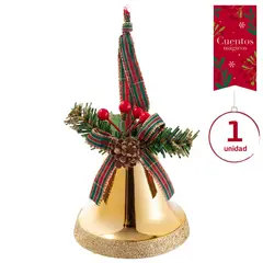 DEAR SANTA - Adorno Árbol de Navidad Campana Dorado Cuentos Mágicos