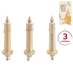DEAR SANTA - Set de 3 Velas Dorado 11cm Metal Noche Dorada