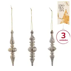 DEAR SANTA - Set de 3 Bolas de navidad 13cm Noche Dorado